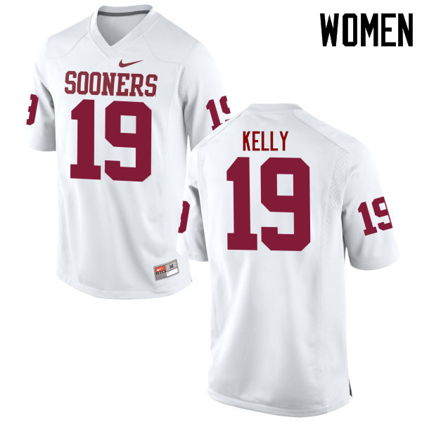 Women Oklahoma Sooners #19 Caleb Kelly College Football Jerseys Game-White - Click Image to Close